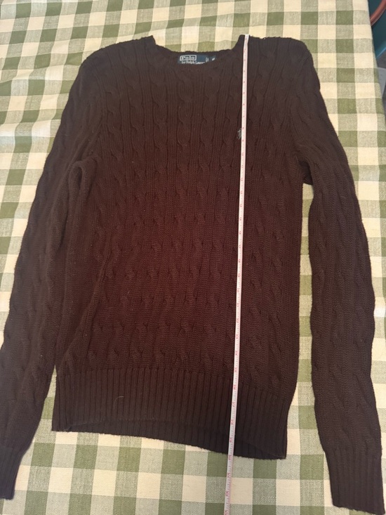Ralph Lauren Dark Brown Cable-Knit Crewneck Sweater - Picture 10 of 15